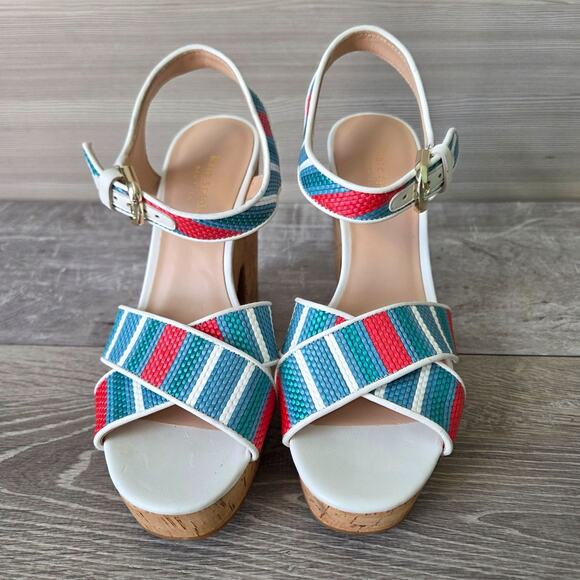 Kate Spade New York Grace Raffia Cork Platform Heels Womens Size 8 Sandal - Picture 13 of 15